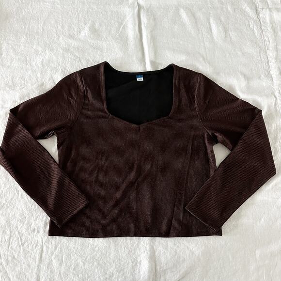 Old Navy Brown Shimmer Long Sleeve Top - Picture 1 of 6